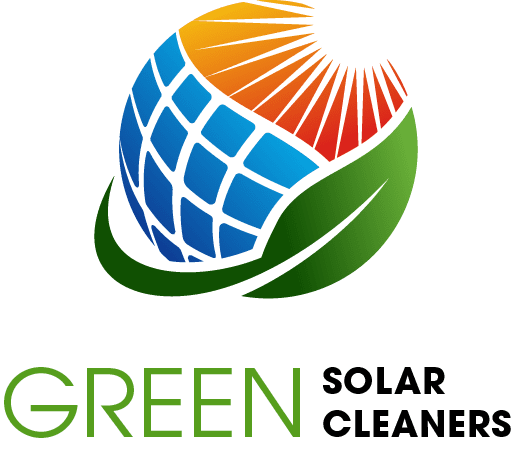 Logo of Green Solar Cleaners featuring a stylized globe with solar panel and leaf designs.